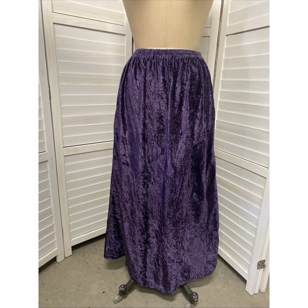 VTG White Stag Crushed Velvet Skirt Women’s Purple Elastic Witchy Whimsy Goth S